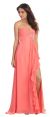 Strapless Long Bridesmaid Dress with Ruffled Side Slit  in Coral